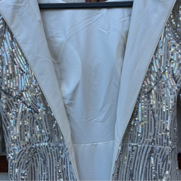 Vintage Short Sleeve Sparkly Beaded Sequin Lined Tulle Dress Built in Bra - M - Picture 2 of 10